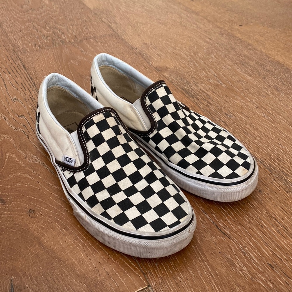 Womens checkered Vans slip ons size 8